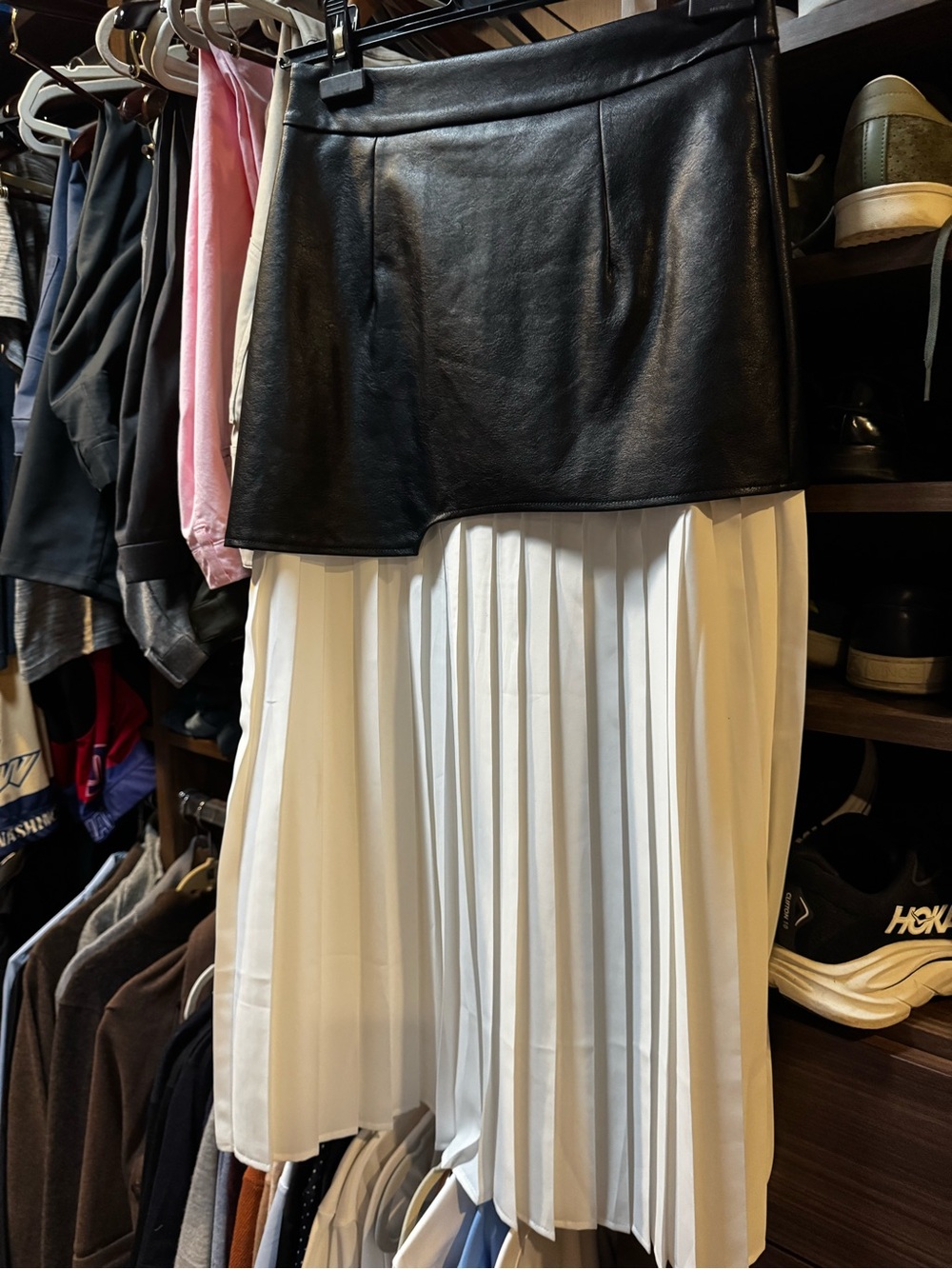 Asymmetric Two-Tone Pleated Maxi Skirt - Black & White commense nwt size small - Picture 7 of 7